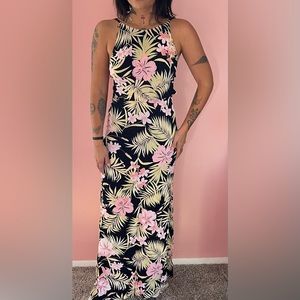 For Love & Lemons Tropical Floral| Romantic Detail Halter Maxi Dress – Size M